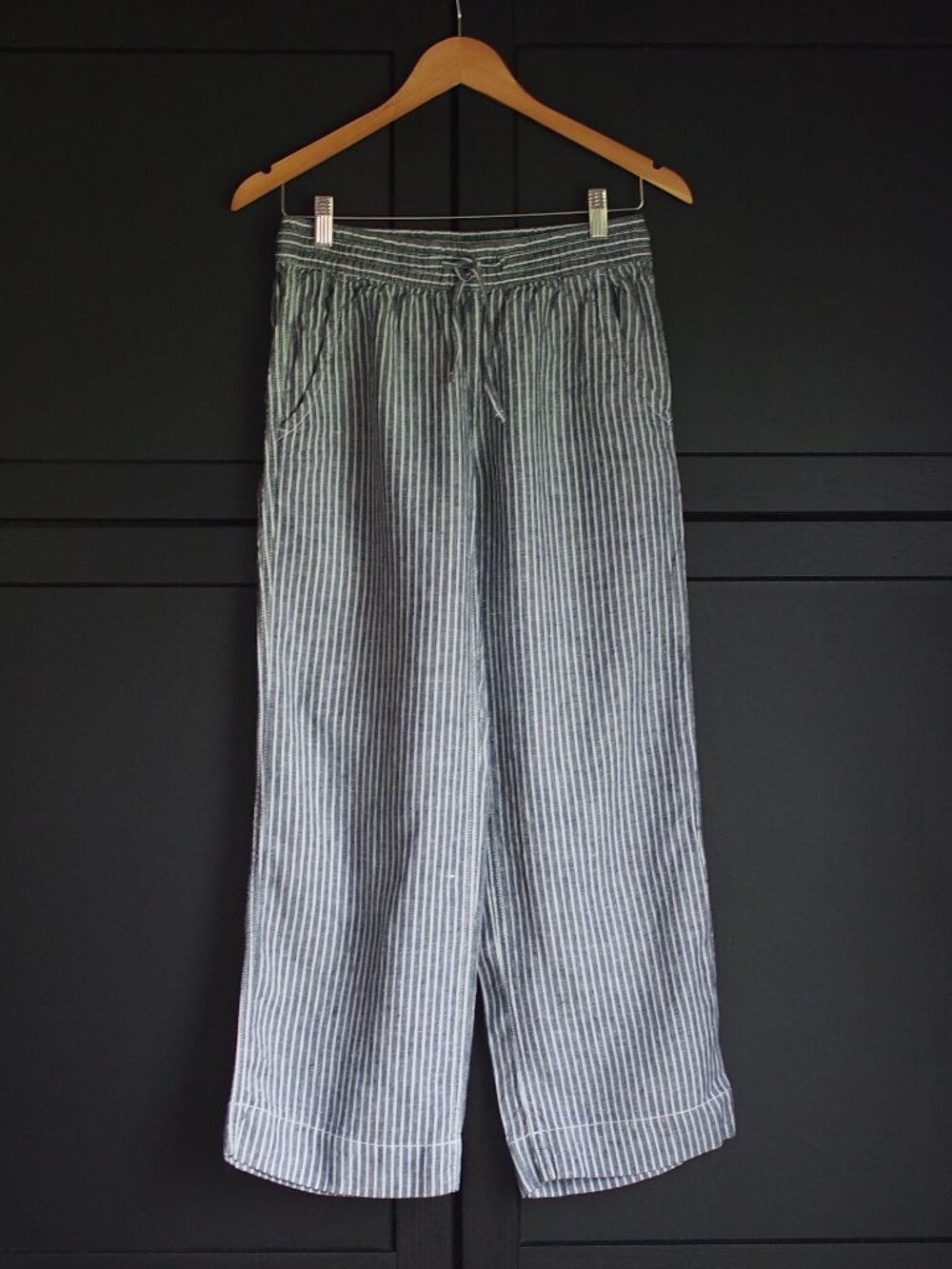 L.L. Bean | 100% Linen Premium Washable Pull-On Pants in Stripe